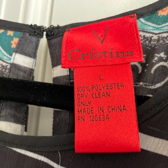 V Cristina Sleeveless Maxi Dress High Neck Pleated Crochet Beaded Trim - SZ L - Picture 3 of 7